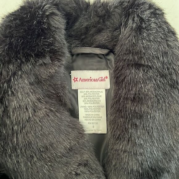 Girls Faux-Fur Jacket Coat size 8 Black Holiday - Picture 2 of 5